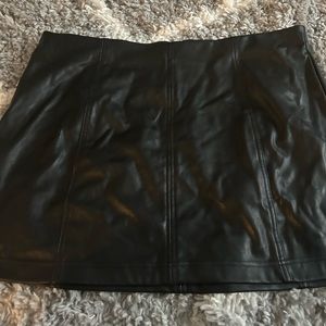 Black leather mini skirt